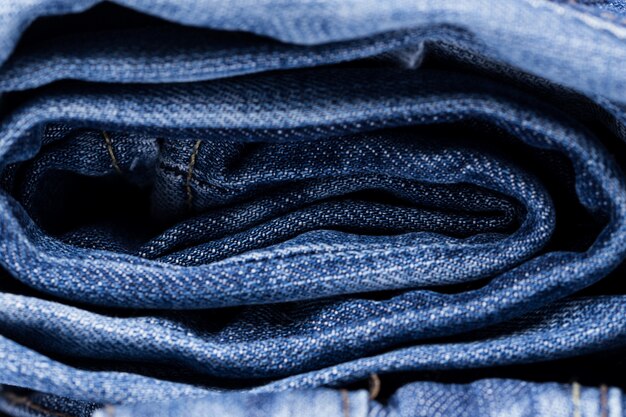 Closeup of pile of jeans