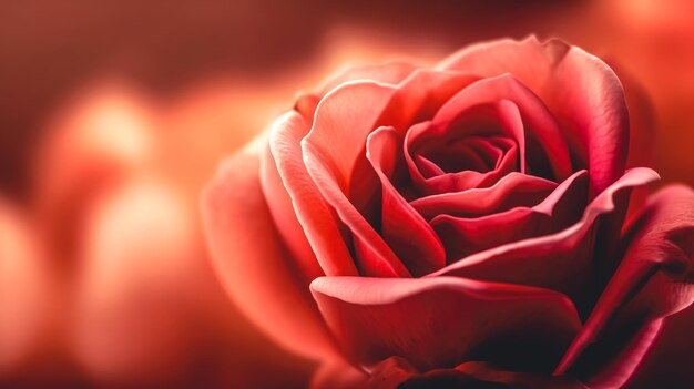 Closeup pink rose on a blurred background generative AI