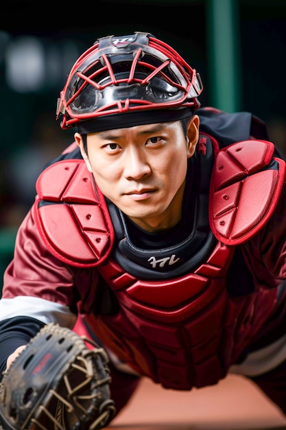 Closeup portrait on baseball player