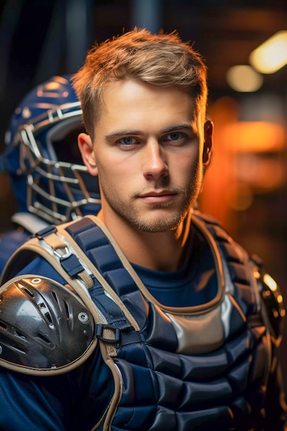 Closeup portrait on baseball player
