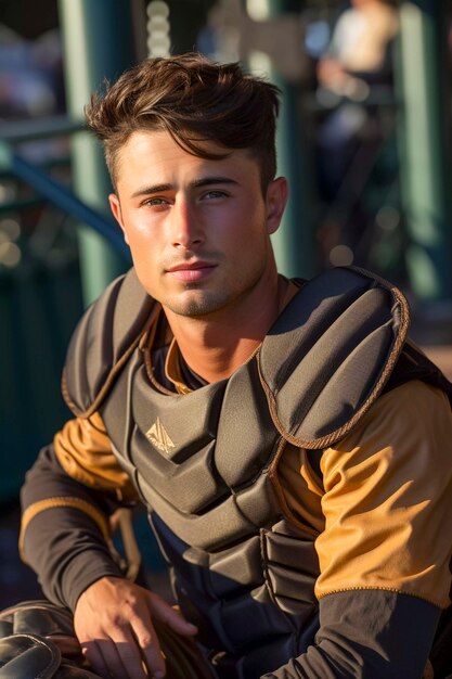 Closeup portrait on baseball player