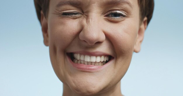 Closeup portrait of woman with a short haircut