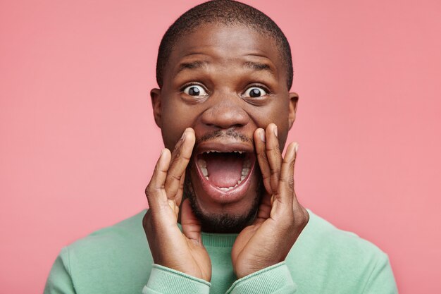 Closeup portrait of young African-American man