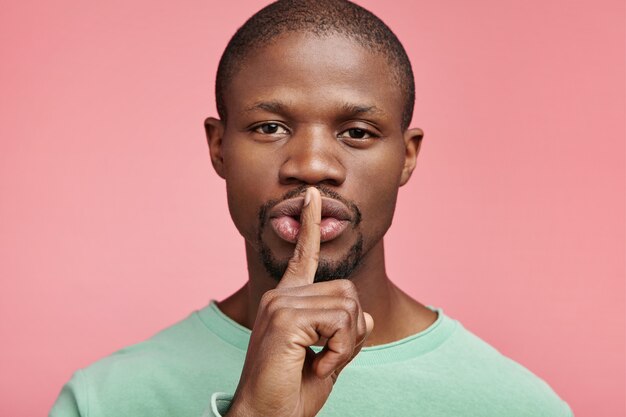 Closeup portrait of young African-American man