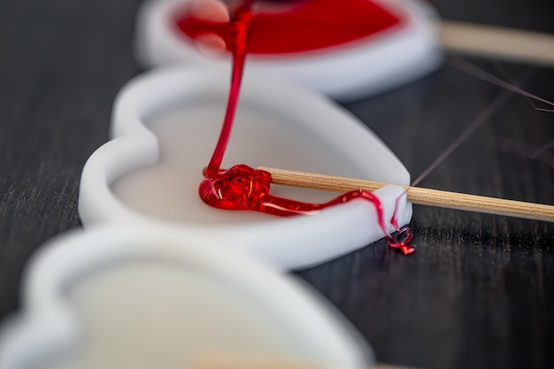 Closeup the process of making lollipops from natural ingredients