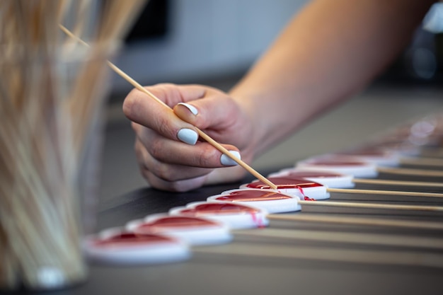 Free photo closeup the process of making lollipops from natural ingredients