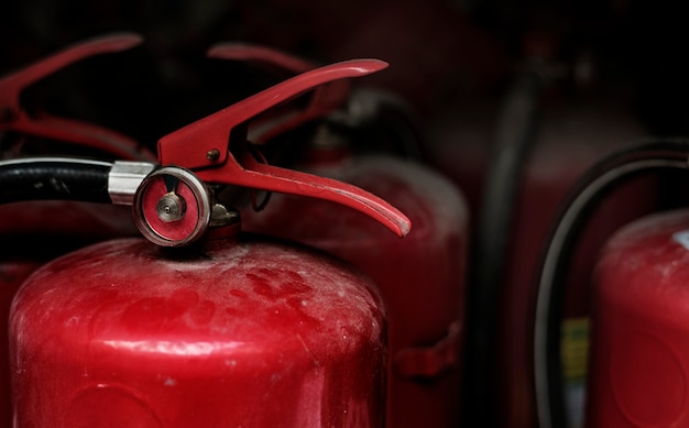 Free photo closeup of red fire extinguishers