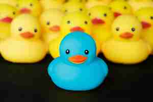 Free photo closeup of rubber duckies