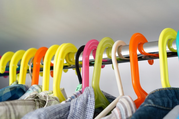 Free photo closeup of shirt hangers