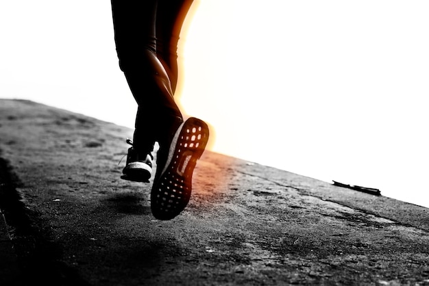 Closeup of shoes while running