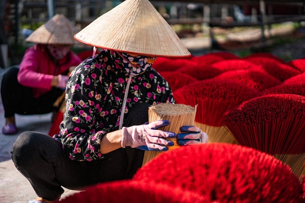 Free Photo closeup shot of an aroma stick factory near hanoi in vietnam