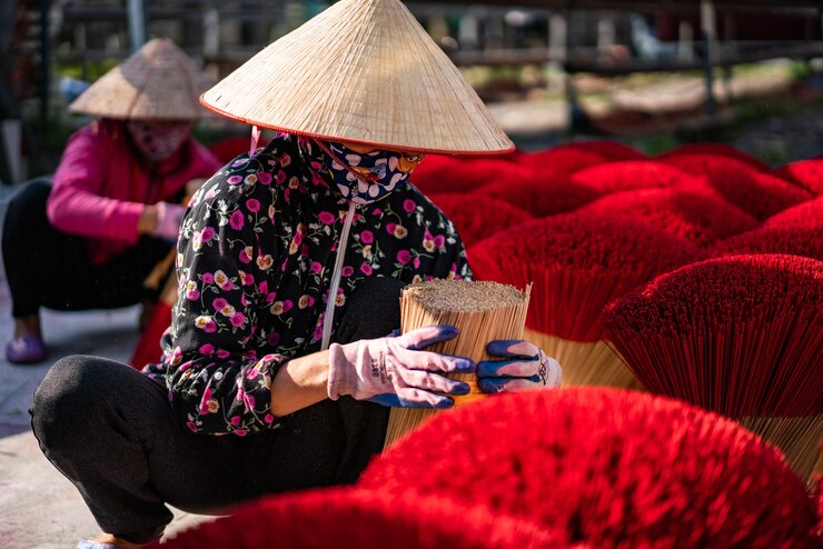 Free Photo closeup shot of an aroma stick factory near hanoi in vietnam