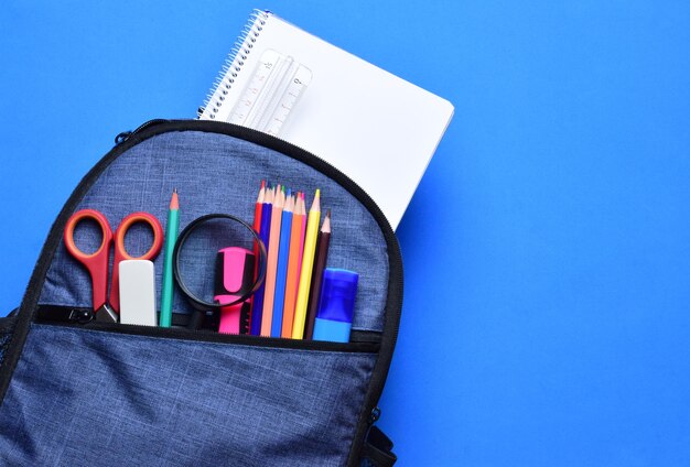 Closeup shot of a bag full of stationery