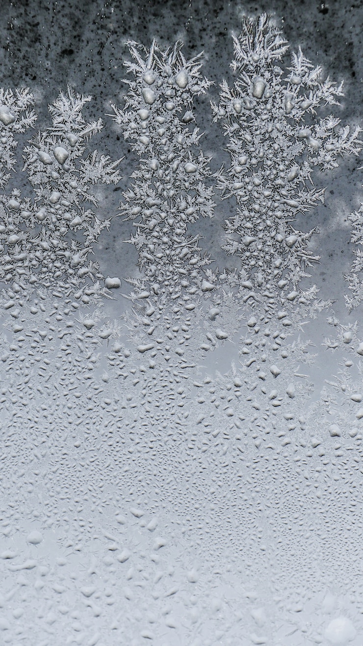 Free Photo closeup shot of beautiful frost snowflakes texture on a glass