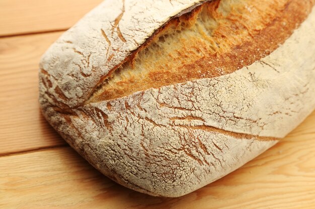 Closeup shot of bread loaf on wooden