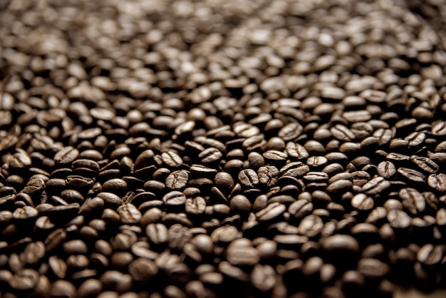 Closeup shot of coffee beans with a blurred background great for background