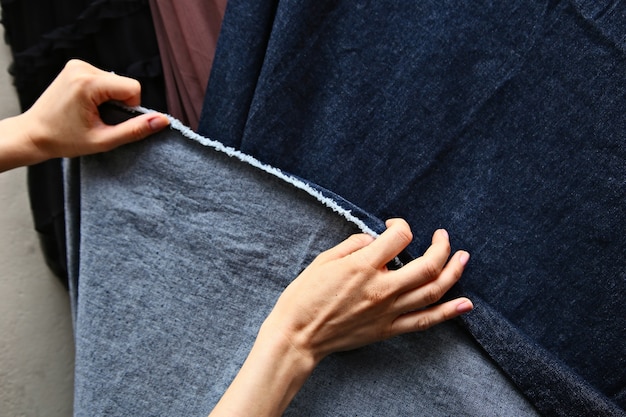 Closeup shot of a colorful fabric section in an outdoor market