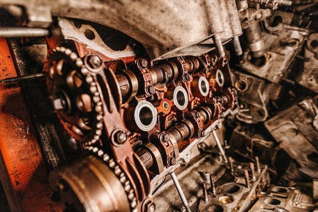 Closeup shot of the details of an old industrial machine