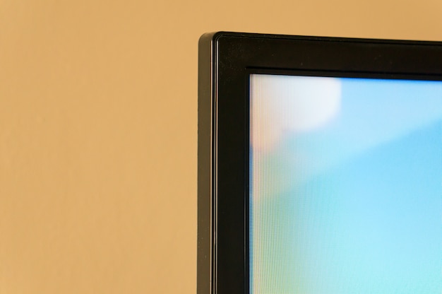 Closeup shot of an edge of a flat television screen