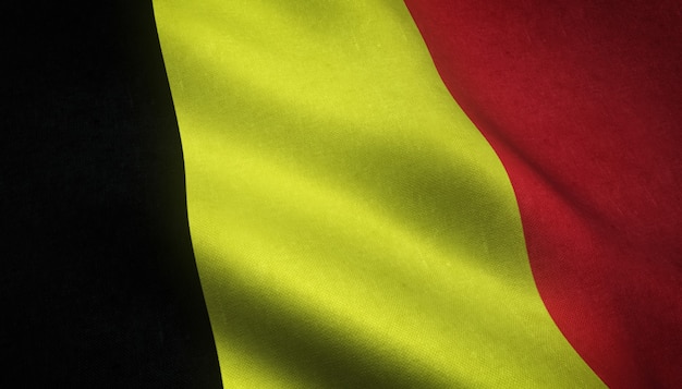 Closeup shot of the flag of Belgium with interesting textures