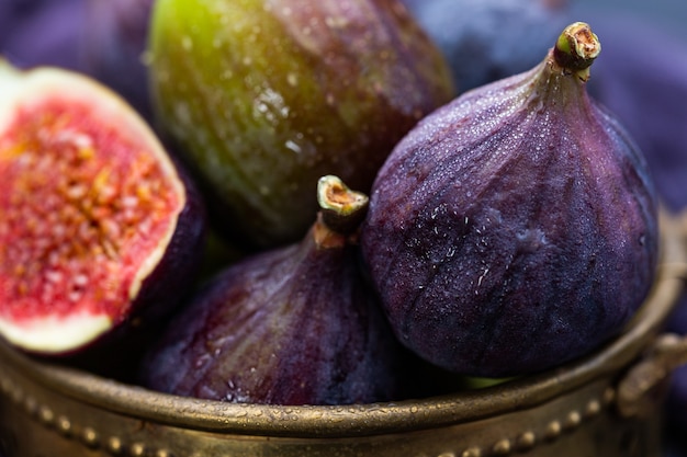 Closeup shot of fresh fig in a basket