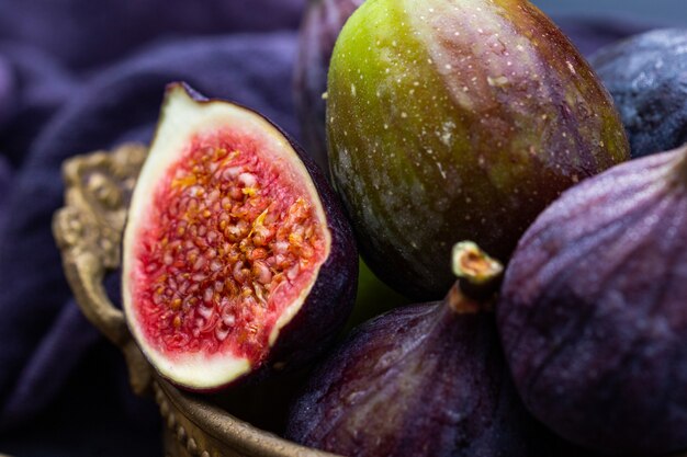 Closeup shot of fresh fig in a basket