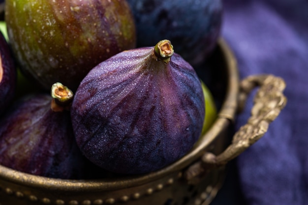 Closeup shot of fresh fig in a basket