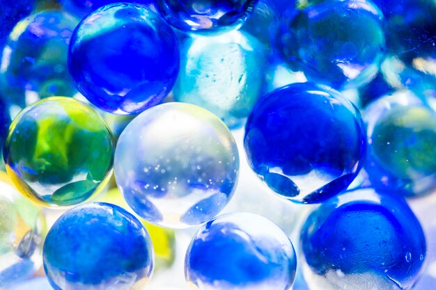 Closeup shot of glass marbles