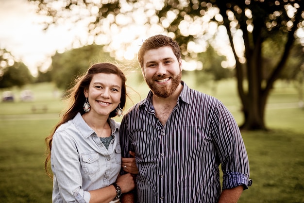 Closeup shot of a happy couple smiling