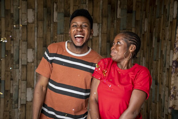 closeup shot of a happy young man and woman