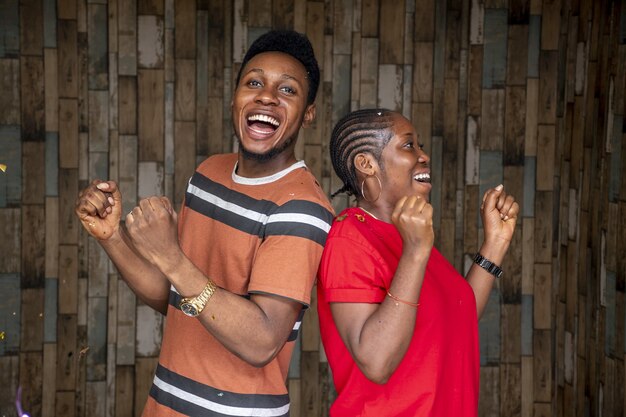 Closeup shot of a happy young man and woman