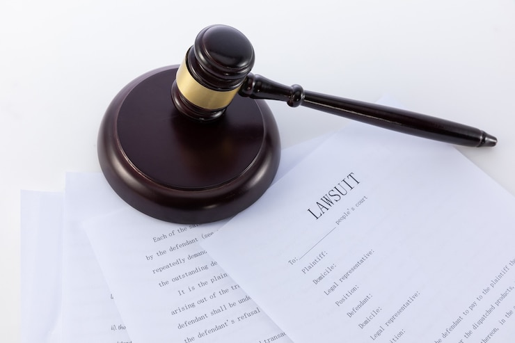 Free Photo closeup shot of the judge's gavel on a document of the lawsuit