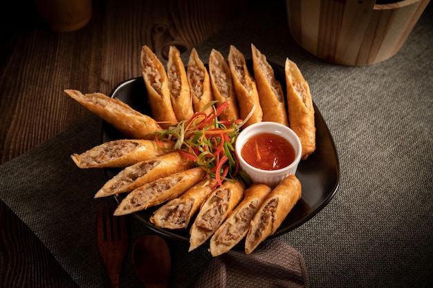 Free photo closeup shot of lumpiang shanghai in a kitchen