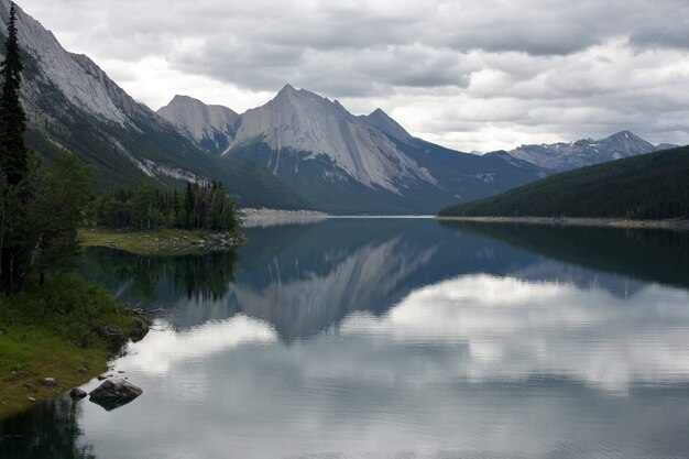 Closeup shot of Medicine Lake in Alberta, Canada