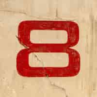 Free photo closeup shot of the number 8 painted on a wall in red