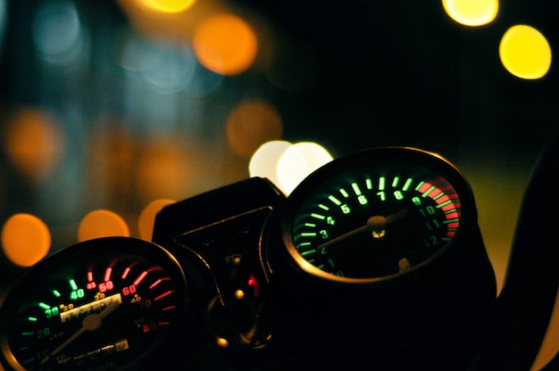 Closeup shot of the odometer of a motorcycle