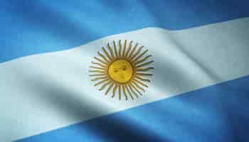 Бесплатное фото Снимок крупным планом развевающегося флага аргентины с интересными текстурами