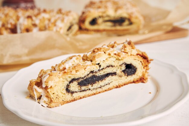 Closeup shot of a poppy seed roll