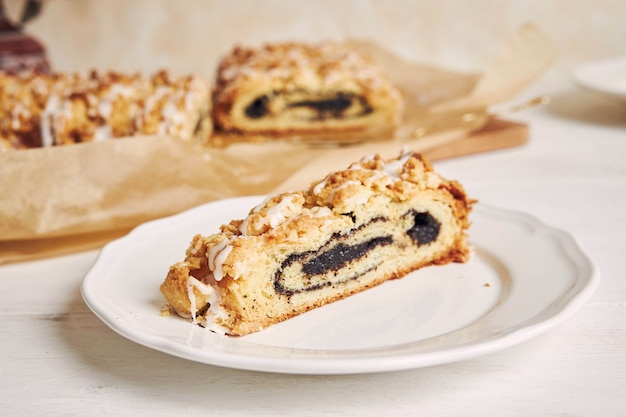 Closeup shot of a poppy seed roll