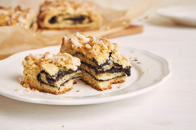 Closeup shot of a poppy seed roll