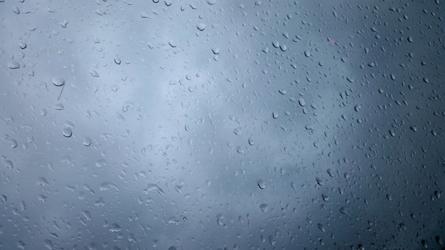 Closeup shot of raindrops on a glass