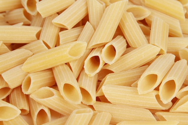 Closeup shot of raw pasta isolated