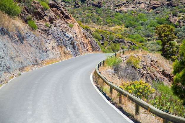 Closeup shot of a road in a rocky area