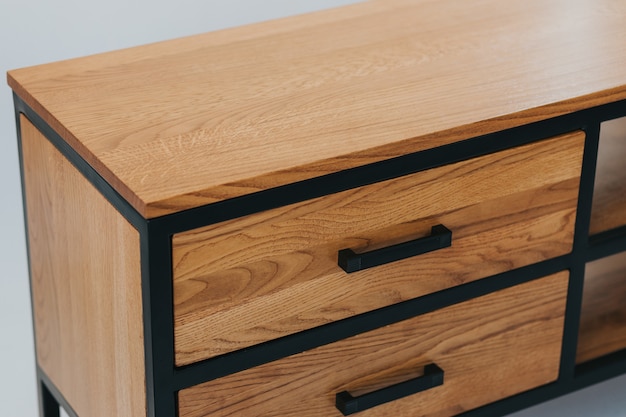 Closeup shot of a set of wooden drawers