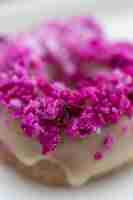 Free photo closeup shot of a tabletop of vegan a raw colorful donut