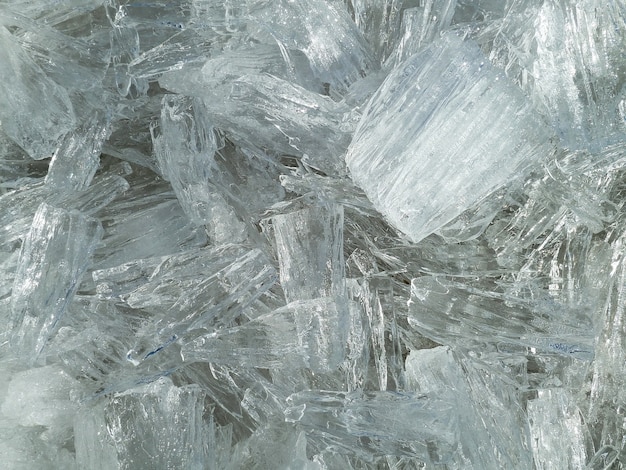 Closeup shot of textured white ice crysta