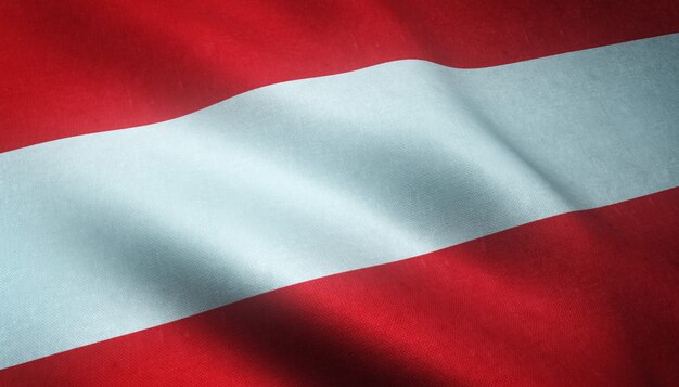 Снимок крупным планом развевающегося флага Австрии с интересными текстурами