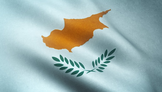 Free photo closeup shot of the waving flag of cyprus with interesting textures