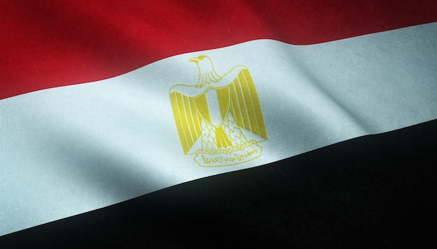 흥미로운 텍스처와 이집트의 흔들며 깃발의 근접 촬영 샷