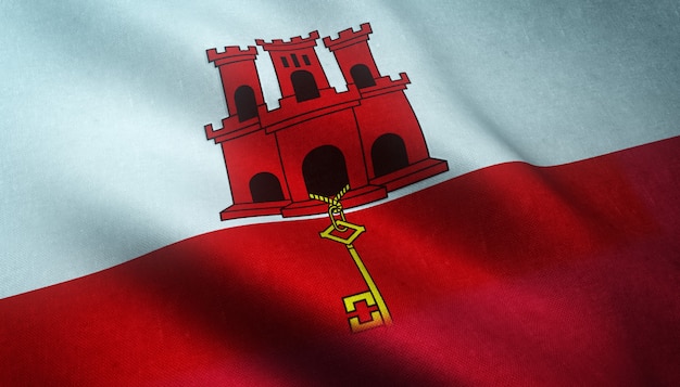 Free photo closeup shot of the waving flag of gibraltar with interesting textures